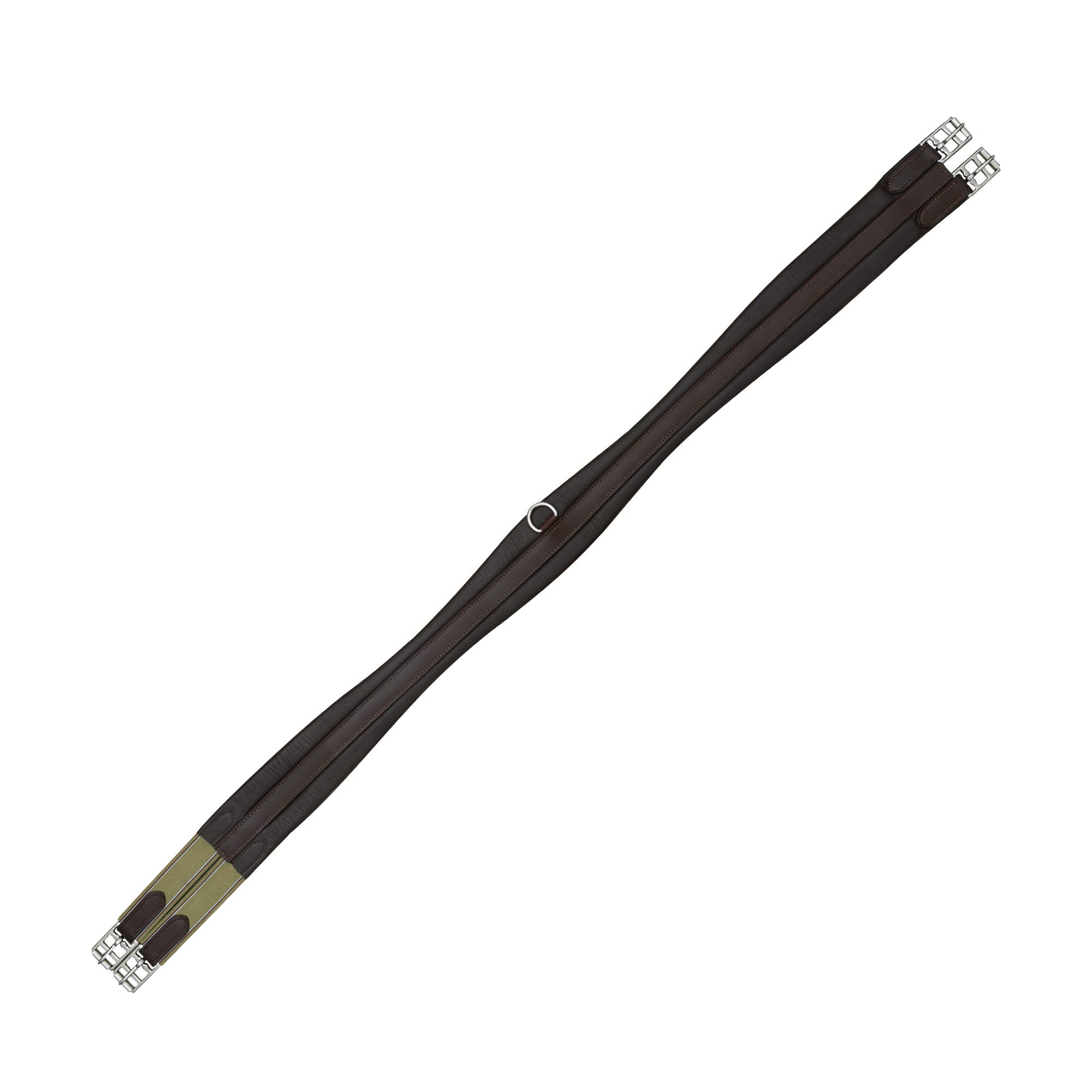 SIE EQUESTRIAN Contoured Leather Chafeless Horse Girth Black Brown 46" /48" / 50" / 52" / 54" / 56" (BROWN, 50")