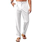 Runcati Mens Casual Pants Elastic Waist Lightweight Loose Fit Pleated Slacks Summer Beach Yoga Trousers