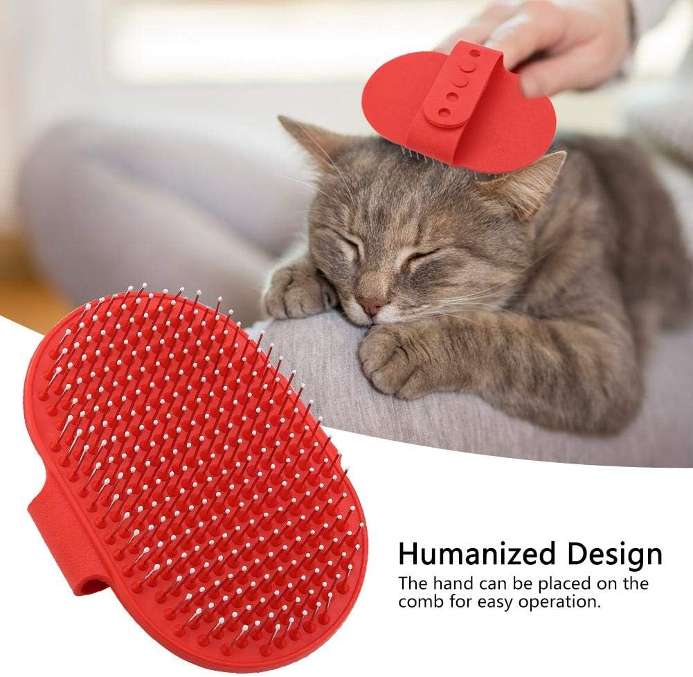Dog Grooming Brush Cat Brush for Long & Short Hair - Silicone Massage Bath Cleaning Comb with Round Head Teeth (Red) - Image 4