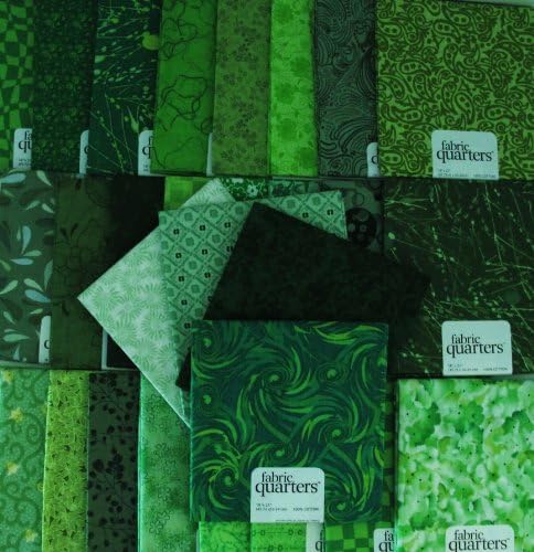 FAT QUARTER ~ Set of 10 100 % COTTON ~ GREEN ~ Quilt Fabric ~ CRAFTS ~ SEWING