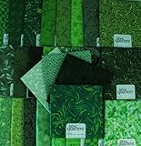 FAT QUARTER ~ Set of 10 100 % COTTON ~ GREEN ~ Quilt Fabric ~ CRAFTS ~ SEWING
