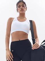 FITTIN Racerback Sports Bra Women High Impact Padded Seamless White view 8