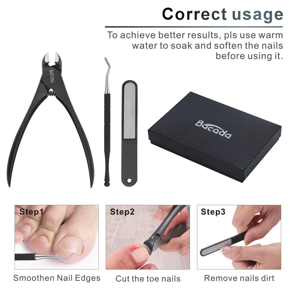 Bacada Heavy Duty Toenail Clippers for Ingrown and Thick Nails