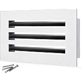 14x6 Modern AC Vent Cover, Decorative Air Vent Register Grille | Linear Slot Diffuser, Adjustable Airflow, Quiet Operation, HVAC Vent Cover for Ceiling, Wall &amp; Floor, White Aluminum Alloy