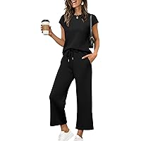 Sampeel Two Piece Sets for Women Summer Vacation Outfits Cap Sleeve Tops Lounge Matching Sets Clothing Beach Fashion Clothes