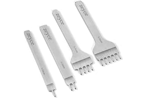 zeyce Leather Stitching Punch Set- 5mm White Steel 1/2/4/6 Prong for Leathers Punch Craft DIY Leather Working Tool Stitching Chisels Set