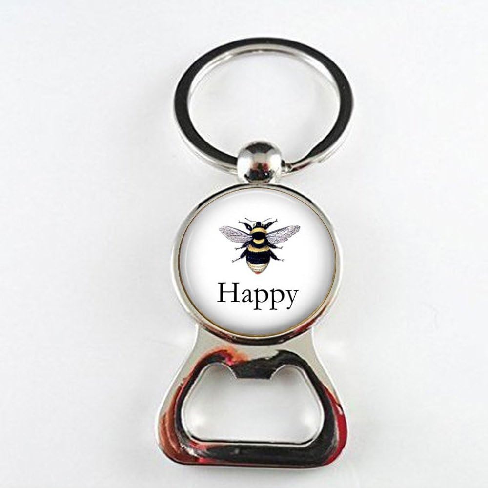 BEE Happy - Vintage Bee Lithograph - Be Happy - Bee bottle openers- Bee bottle openers- Honeybee - Bee Jewelry