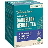 Teeccino Dandelion Blueberry Vanilla Herbal Tea, 10 Count - Rich &amp; Roasted Herbal Tea That&rsquo;s Caffeine Free &amp; Prebiotic for Natural Energy, Coffee Alternative