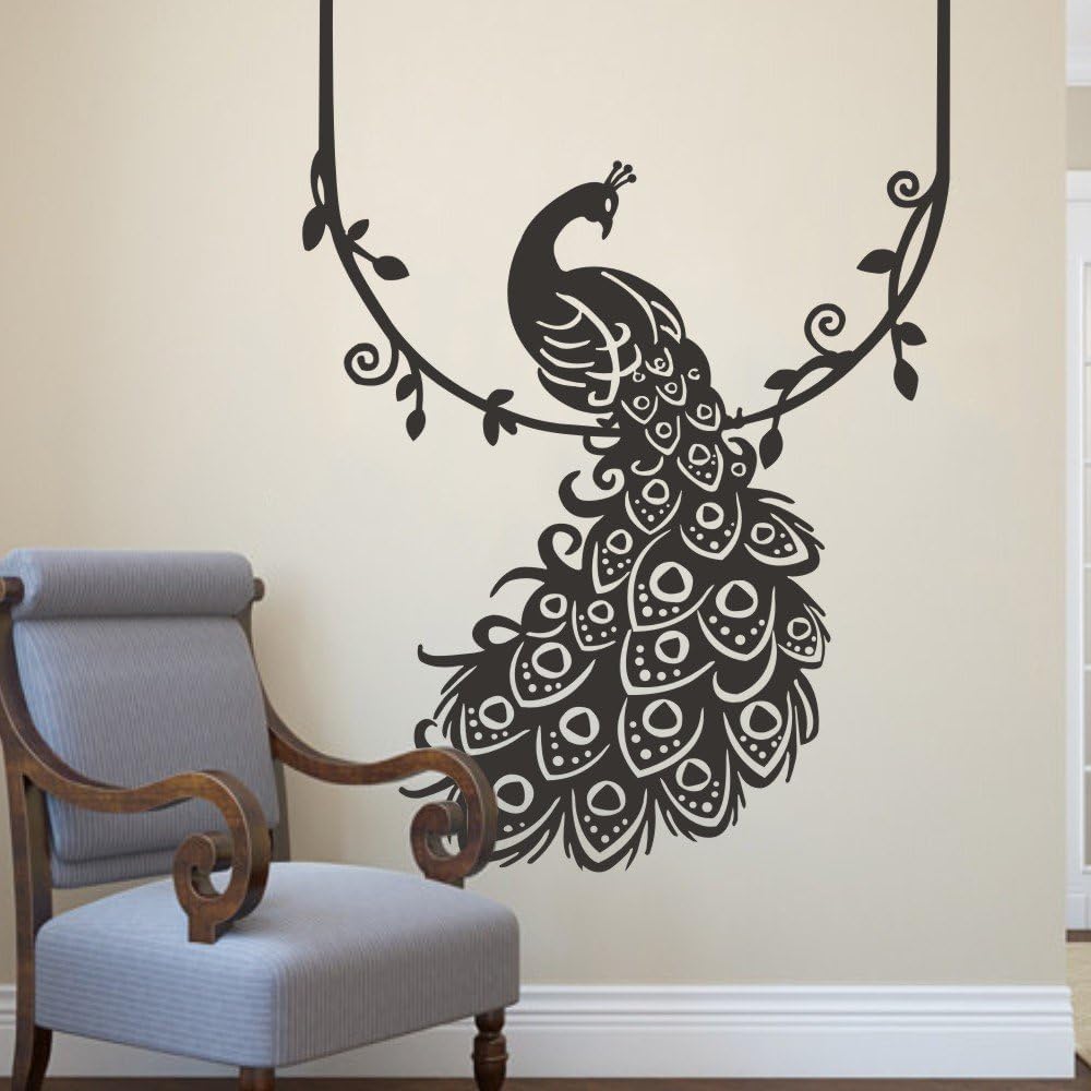 Vinyl Peacock Wall Decal Animal Wall Decal Bird Wall Decal Peafowl Art