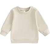 Tsseiatte Toddler Baby Boy Girl Long Sleeve Crewneck Pullover Sweatshirt Sweater Outfits Solid Color Casual Clothes