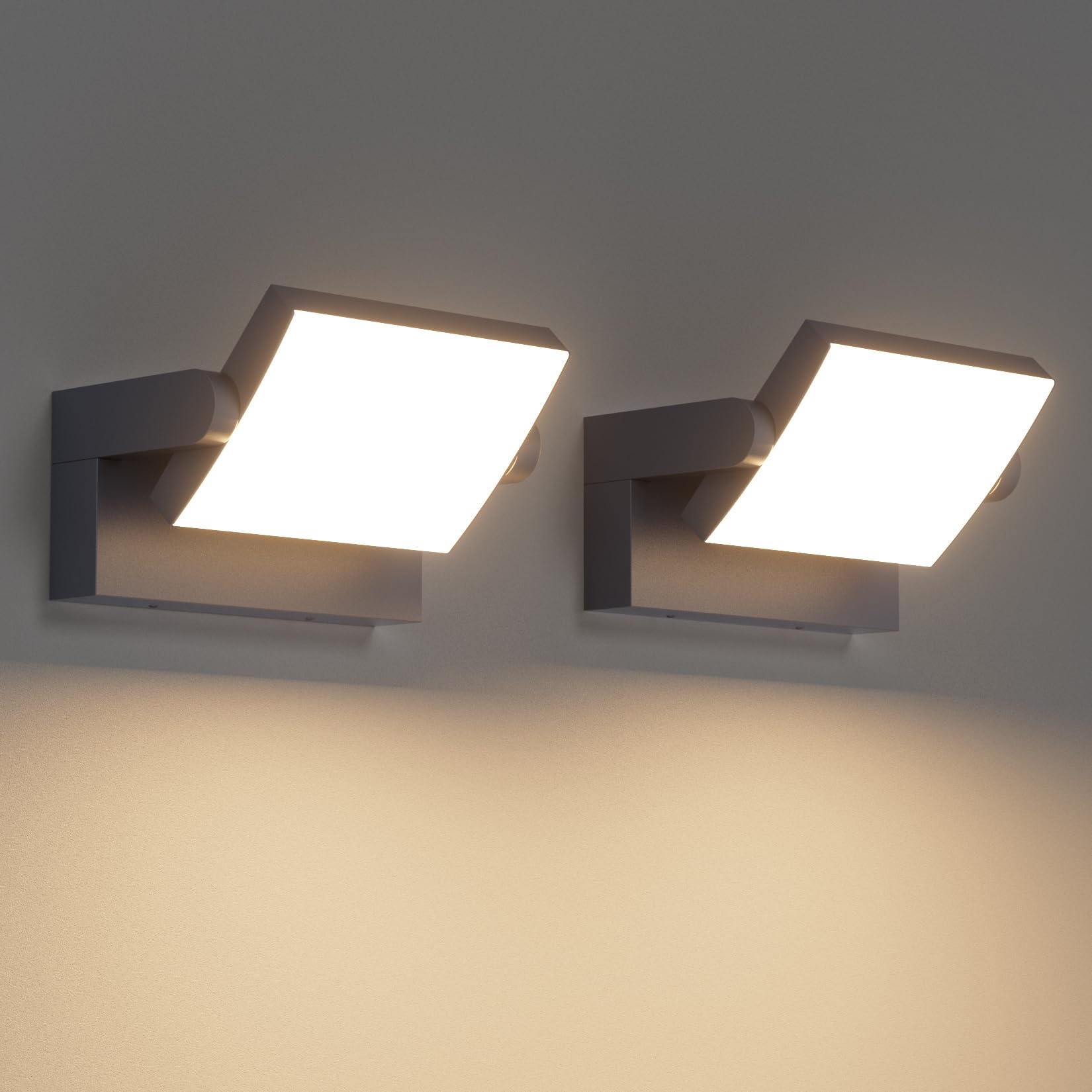 Klighten 2 Pcs 24W Outdoor Wall Light Waterproof IP65, Adjustable Aluminum LED Wall Lamp, Modern Outside Lights Mains Powered for Entrance Garden Terrace, 1500 Lumen, Anthracite, Warm White 3000K