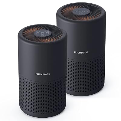 FULMINARE Air Purifiers for Bedroom H13 True HEPA Air Filter Quiet Air Cleaner With Night Light Portable Small Air Purifier for Home, Office, Living Room (Black 2 Pack)