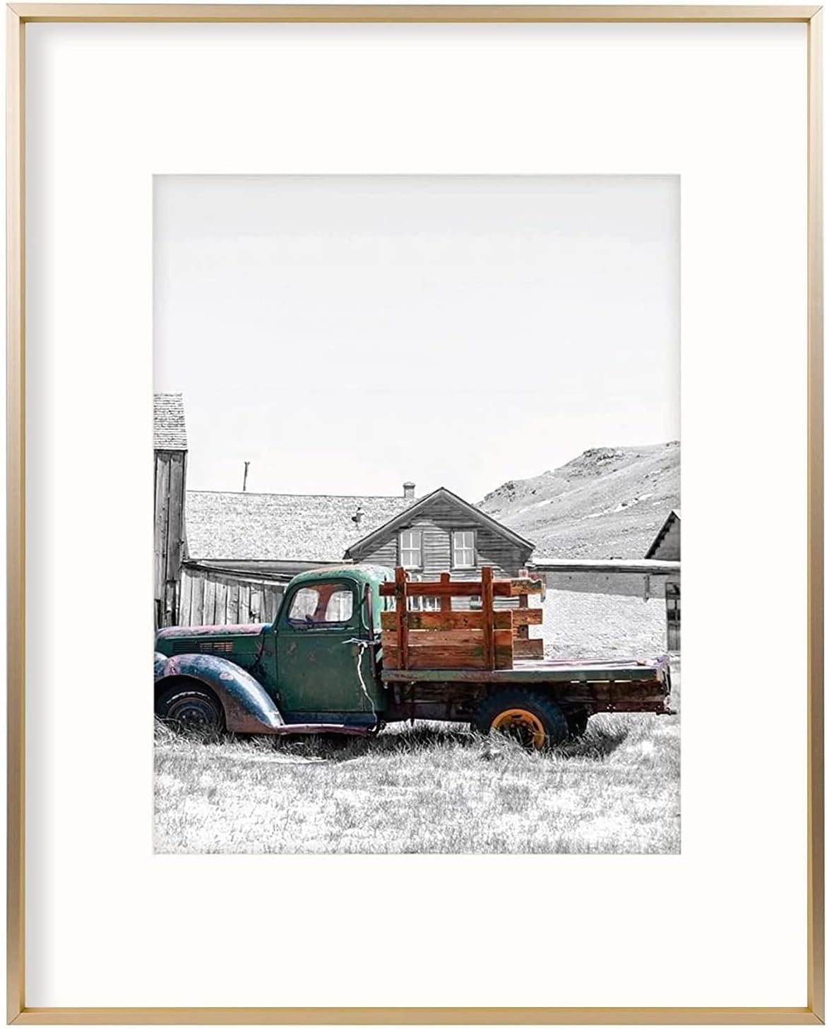 Photo Albums, Frames & Accessories - Golden State Art, 16x20 Classic Satin Aluminum Photo Frame with Ivory Color Mat for 11x14 Photo, Landscape Or Portrait, Real Glass (Gold, Pack of 1)