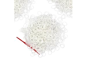 WEI LONG 6000-Pack Rubber Loom Bands Making Kit,50PCS S-Clips10-Hooks,Colorful Rubber Bands Refill Kits for Weaving DIY Crafting Gift (White)