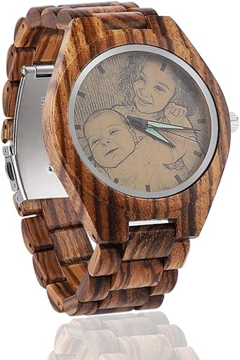 Synona Orologio Da Uomo Personalizzato In Legno Stampa Fotografica Su Quadrante E Retro Incisione Personalizzata Regalo Testimone Sposo Fidanzato Padre Anniversario Di Matrimonio Da Uomo Amazon It Orologi