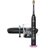 Philips Sonicare DiamondClean 9300 Electric Toothbrush, 2 Brush Head, Black | 2000% More Plaque Removal&sup1;, Visual Pressure Sensor, 12 Brush Settings, App Connected, 14-Day Battery, Travel Case, HX9903/15