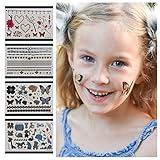 Twink Designs 4-Page Metallic Temporary Tattoos for Girl Kid, 92 Individual Tattoos