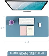 YSAGi Non-Slip Desk Pad 80x40 cm Azure Waterproof PVC Leather Desk Protector view 7