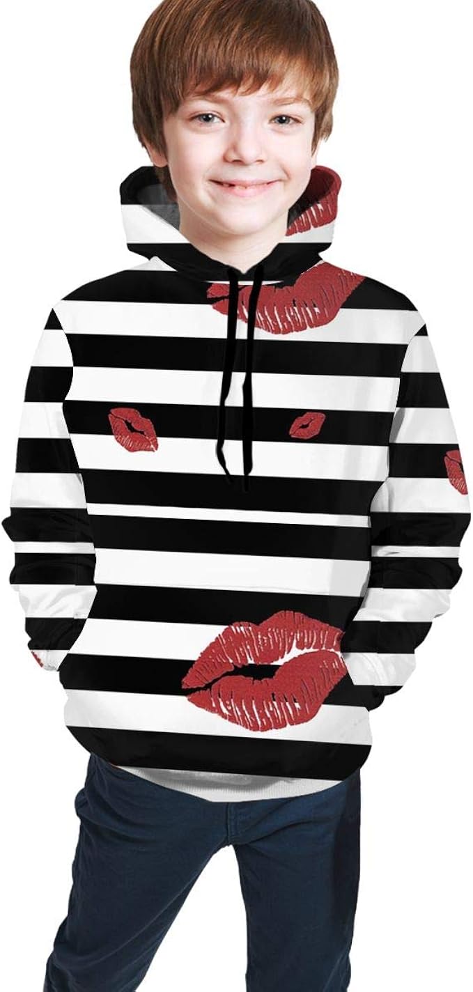 red hoodie white stripe