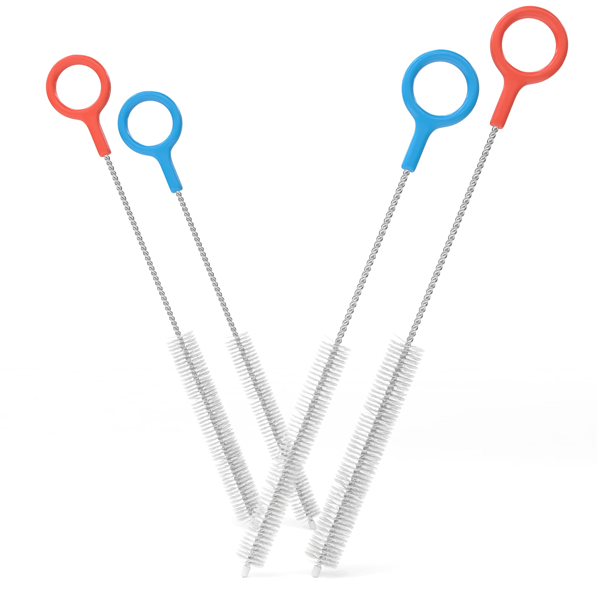 Heavy Duty Cleaning Brushes Set of 4 - Extra Long Straw Cleaners for Metal and Plastic Reusable Drinking Straws, to Clean Small Spaces, Sippy Cups, Water Bottles - Sturdy Hard Brush Bristles