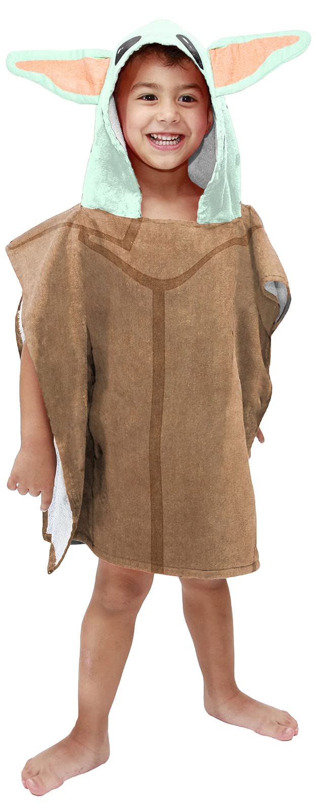 Jay Franco Star Wars The Mandalorian Grogu Baby Yoda Hooded Poncho Bath Towel 56cm x 56cm 100% Cotton Kids Changing Robe