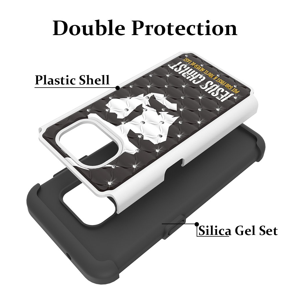 Galaxy S7 Case, MagicSky [Shock Absorption] Studded Rhinestone Bling Hybrid Dual Layer Armor Defender Protective Case Cover for Samsung Galaxy S7 (Jesus)