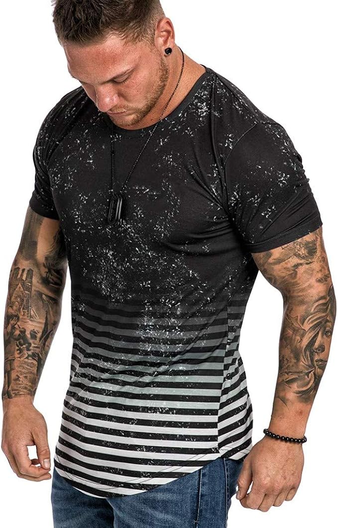 Mens Muscle Shirt Cotton T Shirts Crewneck Shirt Fit Casual Shirt Fitness Top Clothing