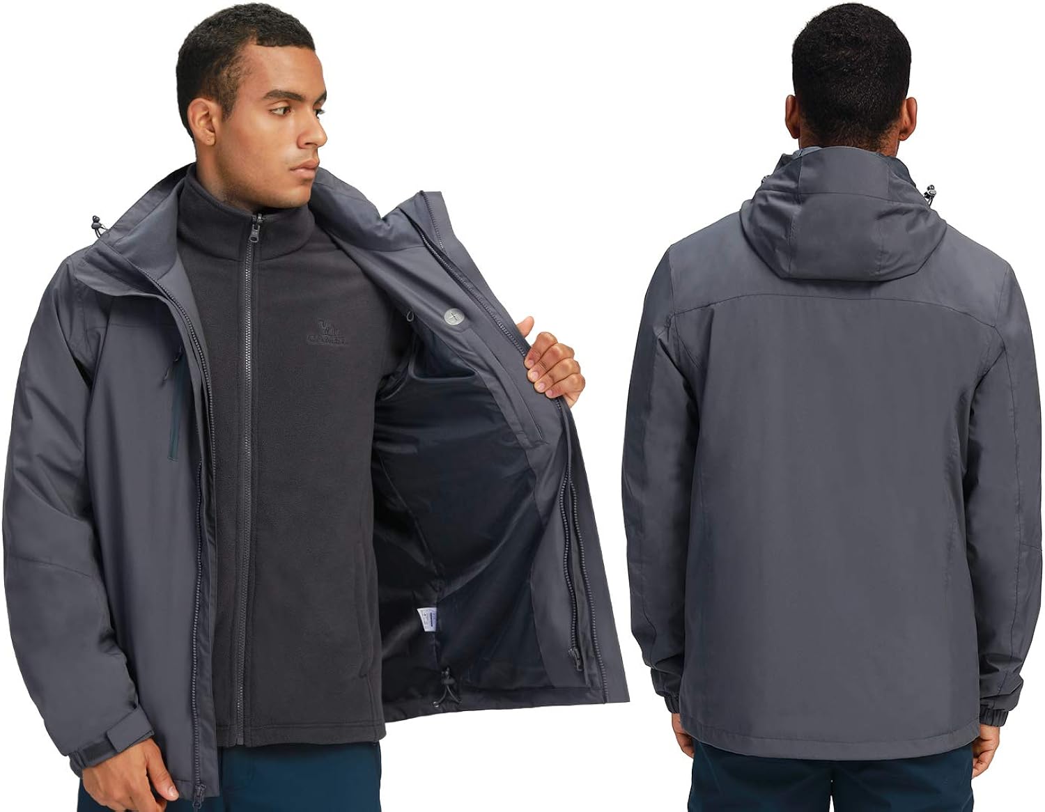 CAMEL Outdoor Jacket Men Winter Ski Jacket Windbreaker 3 in1 Hooded Rain Coat for Traveling Climbing Hiking 2.0: Clothing