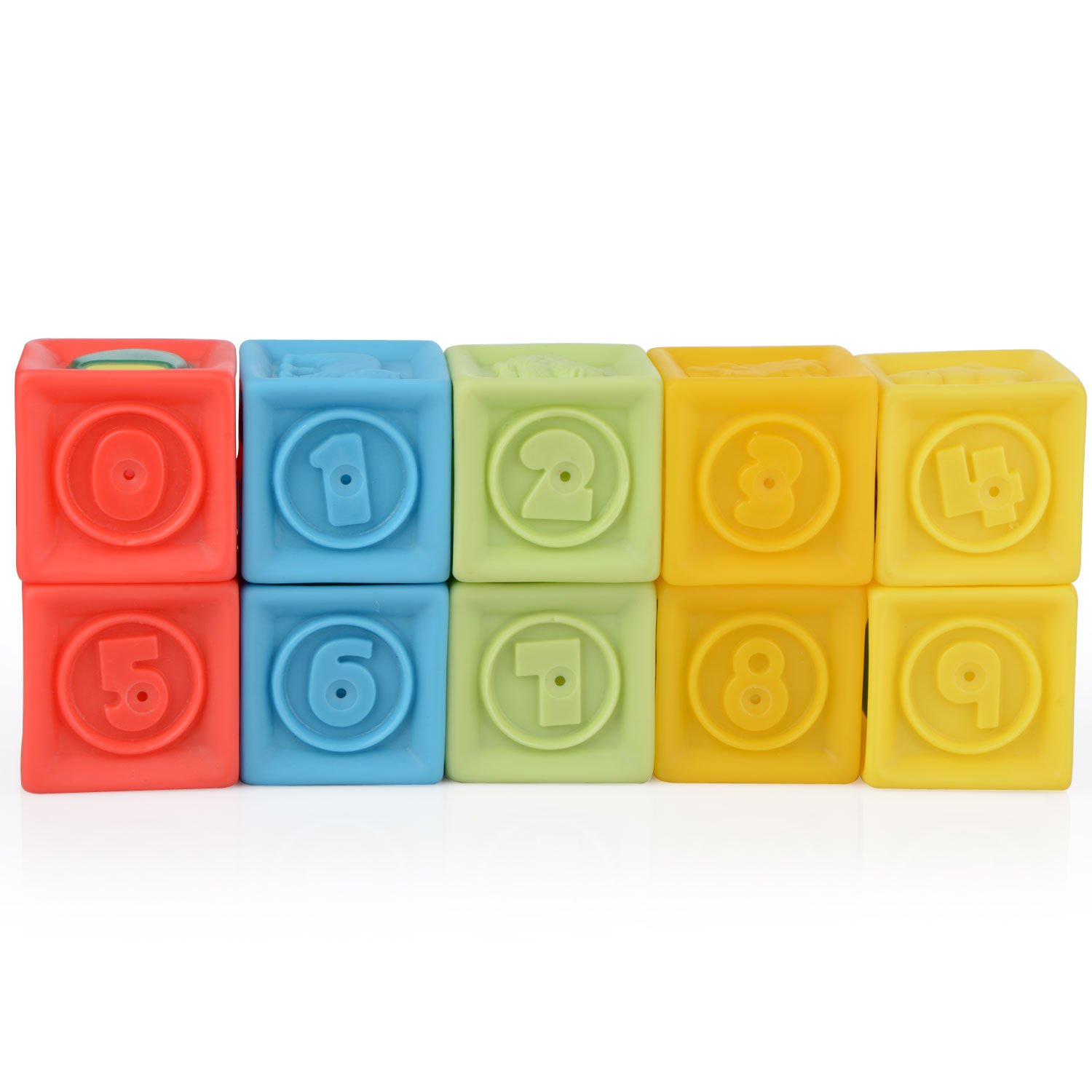 Moobom 10pcs bebé educación temprana juguetes aprieta pila bloque conjunto de juguete de baño para niños