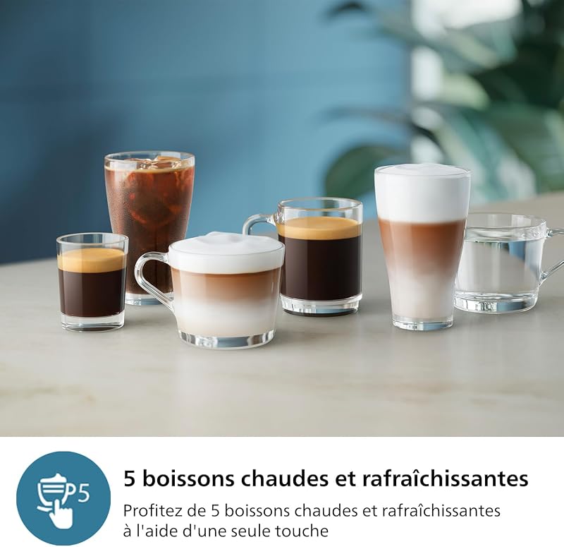 machine à café grain 3300, 5 boissons, mousseur à lait, Noir