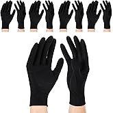 Ptwola 5 Pairs Archival Photo Gloves Soft Cotton Black Work Gloves Thickening Cloth Glove Liner Dust Art Crafting Dry Hands Glove for Jewelry Photo Coin Metal Inspection Film Sleeping BBQ Men Women
