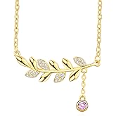 TANGPOET Olive Branch Necklace Sterling Silver Leaf Necklace Gold Plated Leaf Pendant Jewelry Olive Branch Gifts for Women