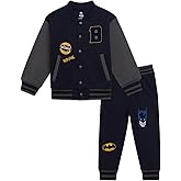 DC Comics Justice League Fleece Varsity Bomber Jacket and Jogger Pants Outfit Set Toddler to Big Kid Sizes (2T - 14-16)