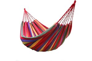 WoneNice Outdoor Double 2 Person Cotton Hammock Striped Red