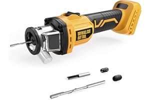 Cordless Drywall Cut-Out Tool for Dewalt 20V Battery, Brushless Rotary Saw, 30000 RPM, Adjustable Depth, Quick Bit Change, LE