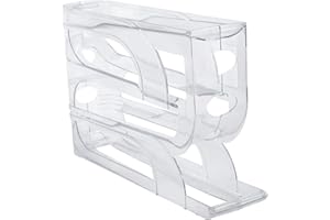 Automatic Rolling Egg Holder for Fridge, 4-Tier Stackable Rack Holds 30 Eggs for Countertop & Cabinet Freshness Storage(Trans