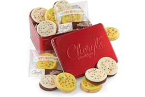 Cheryl's Cookies® Birthday Gift Tin - Individually Wrapped Birthday Cookie Gift - Fresh, Gourmet, & Buttercream Frosted for Friends, Family, & Loved Ones - 12ct