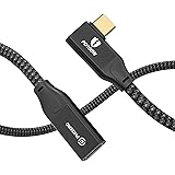 PHIXERO Right Angle USB C Extension Cable 1.6ft(20Gbps, 100W), USB C 3.2 Gen 2x2 Male to Female Extender, Type C 4K@60Hz Vide