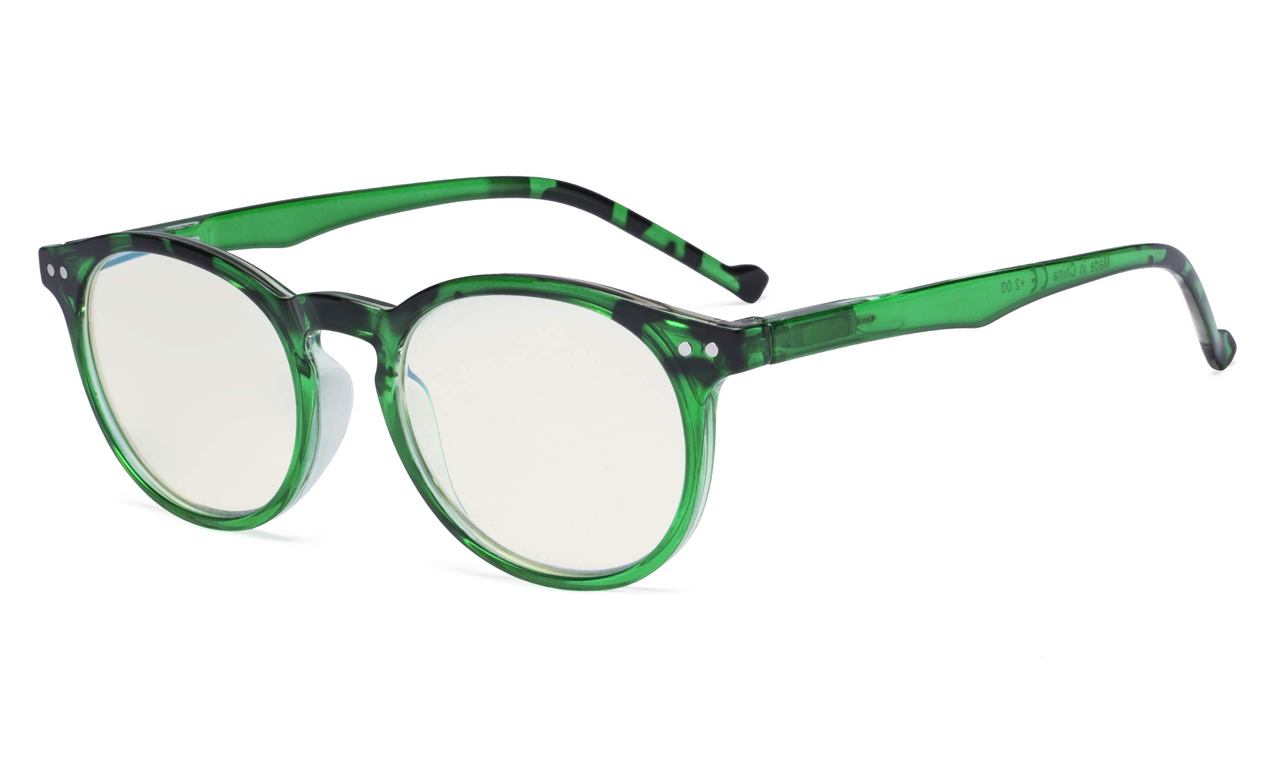 Eyekepper Fashionable Blue Light Filter Glasses Women - Digital Glare Blocking Ray Oval Round Computer Reading Glasses - Green +1.00