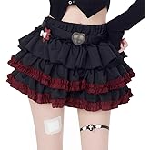 kakarin choyx Harajuku Gothic Mini High Waist Skirts for Women Kawaii Y2K Multilayer Ruffled Skirt with Shorts Underneath