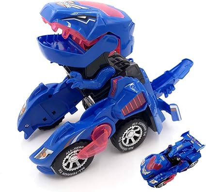 Amazon.com: Kidsonor - Robot de dinosaurio transformado para niños, robot dinosaurio electrónico para coche, batería de juguete con luz LED, música (azul): Toys \u0026 Games