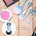 Lollipop Makeup Brushes Set, Silky Select 5pcs Professional Tiny Face Brush with Holder for Cosmetics Eye Shadow Lip Contour Foundation Brushes in Portable Travel Case for Easy Hang and Dry-Blue