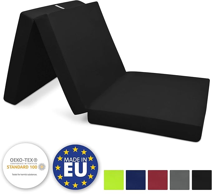 Fortisline Matelas d'appoint Pliant Lit d'appoint Lit d'invité futon Pouf 195x80x9 cm Couleur Noir W389_16