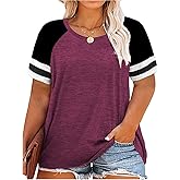 CARCOS Womens Plus Size Tops Short Sleeve Shirts V Neck Tunic Floral/Tie Dye/Solid Summer Tees XL-5X