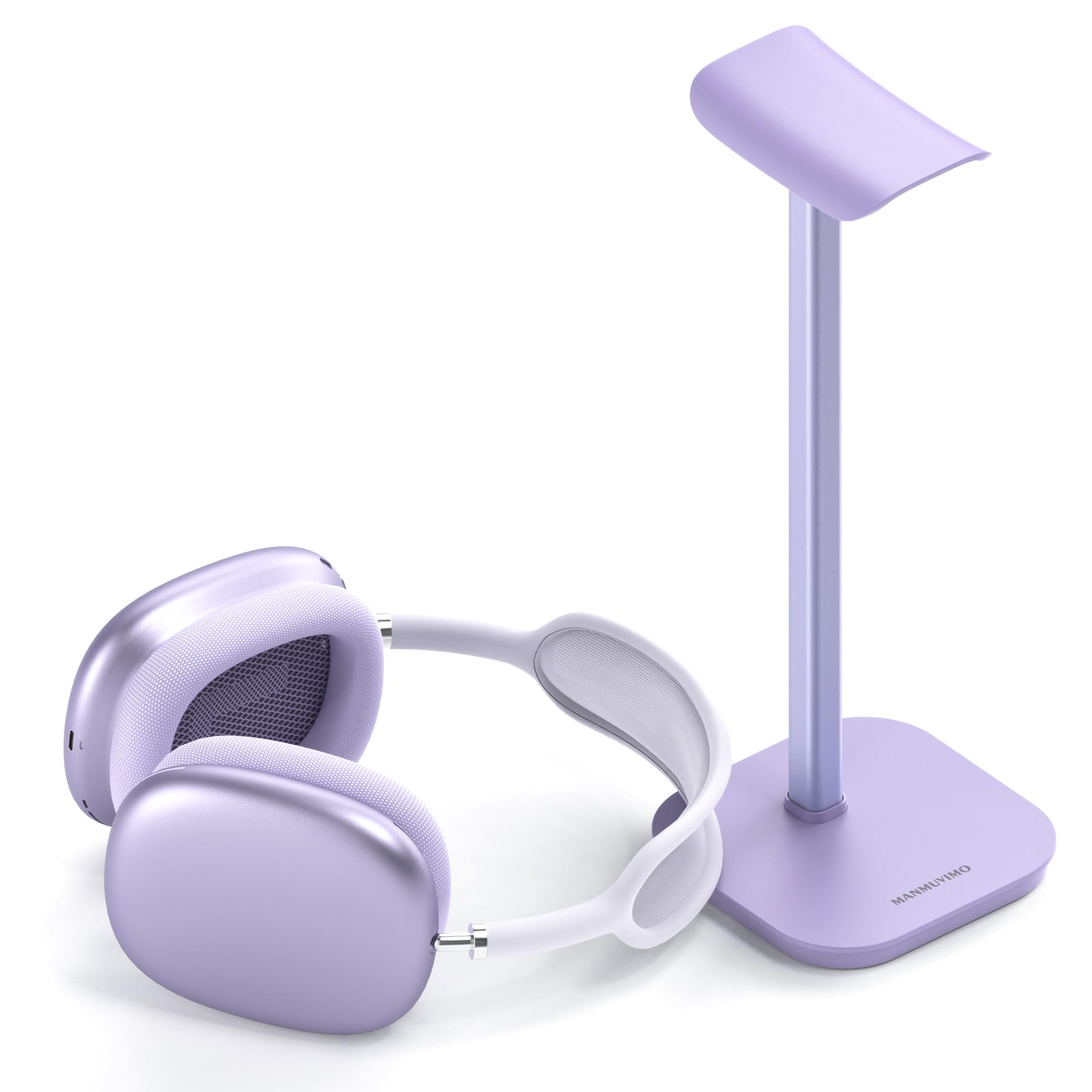 Photo 1 of MANMUVIMO Headphone Stand, Desktop Headset Holder (Purple) Heavy Base Desk Earphone Stand Aluminum Gaming Headset Hanger Rack for AirPods Max, AirPods, AirPods Pro, Beats, Bose