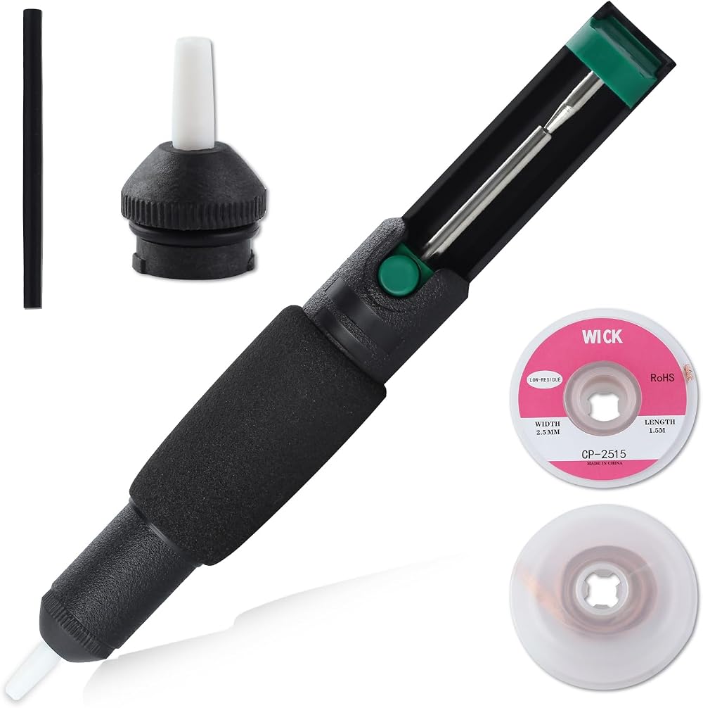 LEONTOOL Solder Sucker Desoldering Pump with 2pcs Solder Wick Heat Resistant