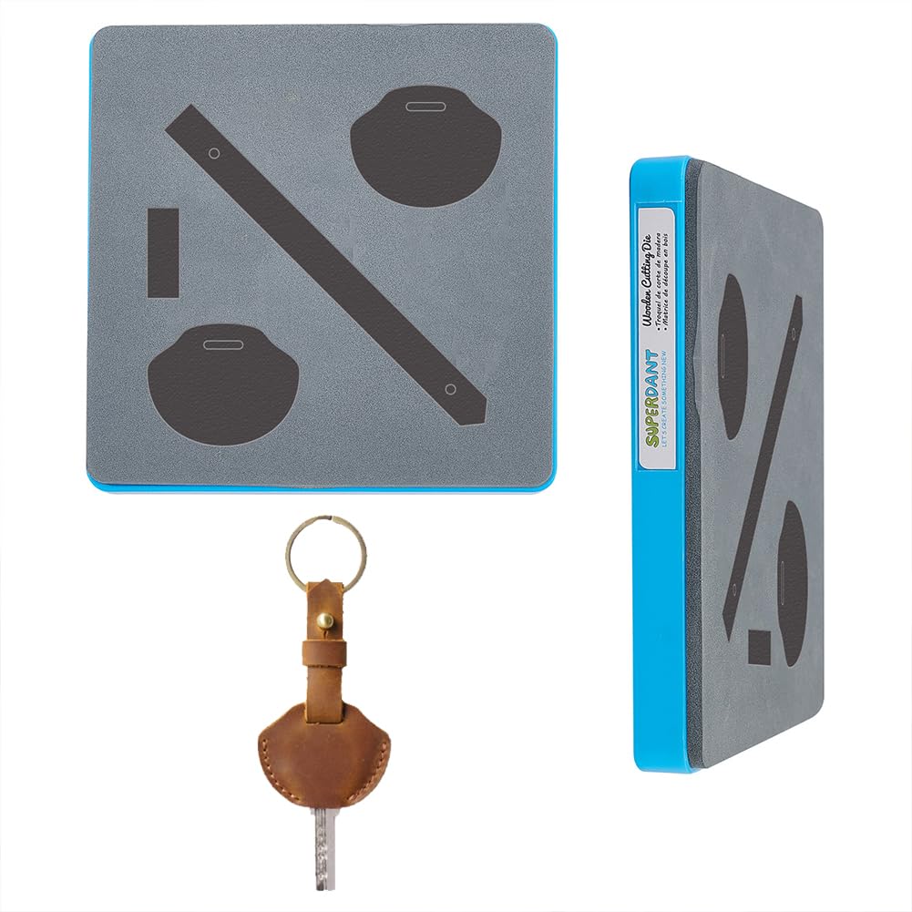 SUPERDANT Key Sleeve Leather Wooden Die Cut Key Covers Cutting Dies Leather Craft Cutting Machine Faux Leather Dies DIY Cutter for Keychain Backpacks Handbags Hanging Decoration Women Men Gifts