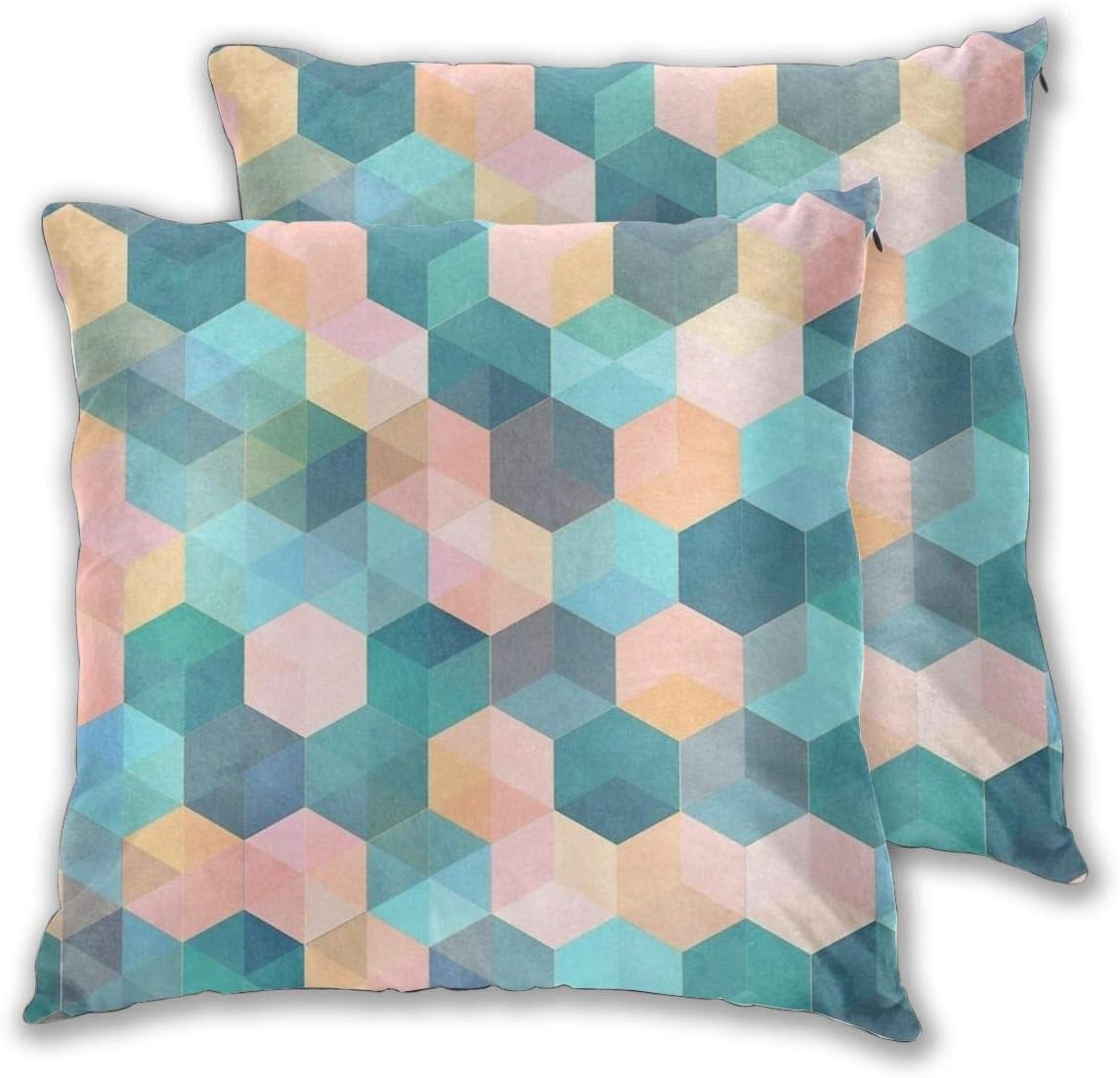 Medsforu 2 Piezas Color Pastel Hexágono Gráfico Sofá Funda de Almohada
