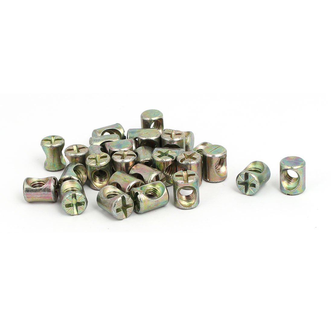 Sourcingmap M6 x 12mm Cross Dowel Slotted Barrel Nuts 30PCS for Furniture Bed Chair