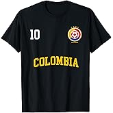 Colombia Soccer Shirt 10 + Back Colombian Flag Camisa Futbol T-Shirt